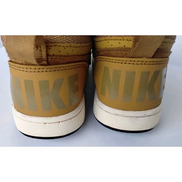 Nike Youth 4Y Court Borough Mid GS Wheat/Gold Athletic Hi-top B-ball Sneakers - Picture 12 of 15
